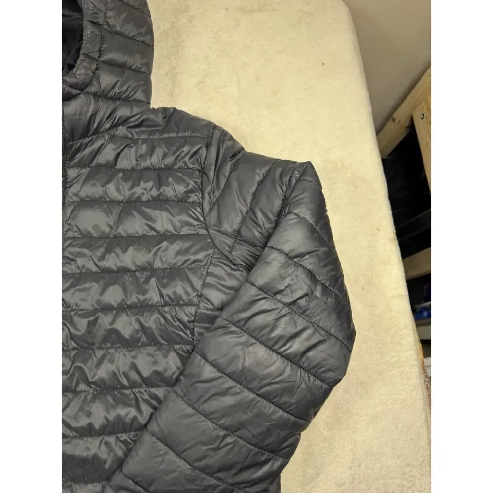 Lands End Girls L 10-12 Black Hooded Lightweight Puffer Jacket Full Zip